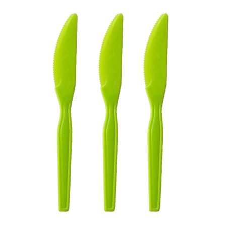 Cubierto plástico. Cuchillo verde manzana 10u